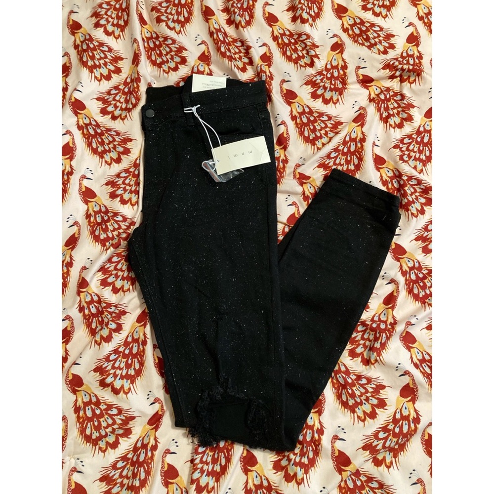 Mnml,black sparkle stretch denim jeans, brand new